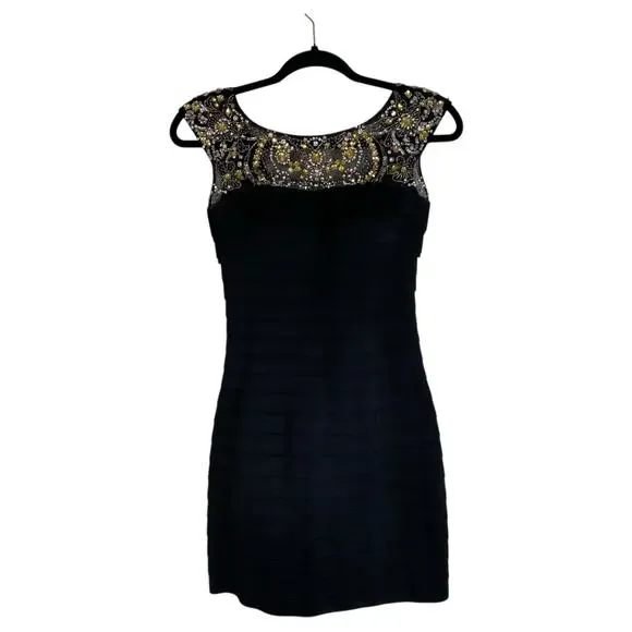 Sherri Hill Dresses | Sherri Hill Black and Gold Embellished Mini Dress | Color: Black/Gold | Size: 00 | Pagntqn's Closet